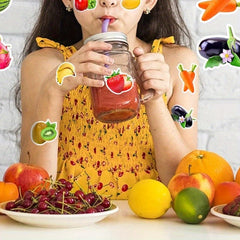 500pcs Fruit Vegetable Stickers 8 Styles Food Stickers Colorful Waterproof
