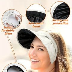 Solid Visor Hat Women Wide Brim Foldable Headband Summer UV Pro