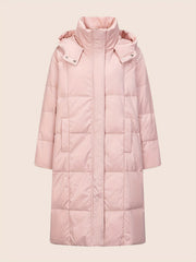 Women's Long Down Jacket with Hood for Winter Outdoor Sports