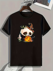 Panda Print Men's Graphic T-shirt for Summer