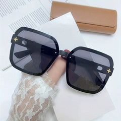 Large Square Sunglasses Metal Flower Letter Gradient UV400