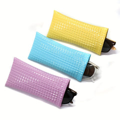 Solid Textured Glasses Bag PU Leather Sunglasses Storage Pouch