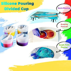 Silicone Split Cup for Acrylic Paint Pouring - Create Beautiful Fluid Art