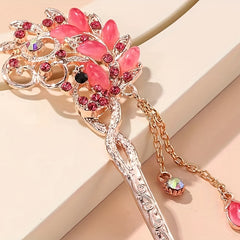 Rhinestone Flower Hairpin Hair Stick Ponytail Holder Hair Accessories