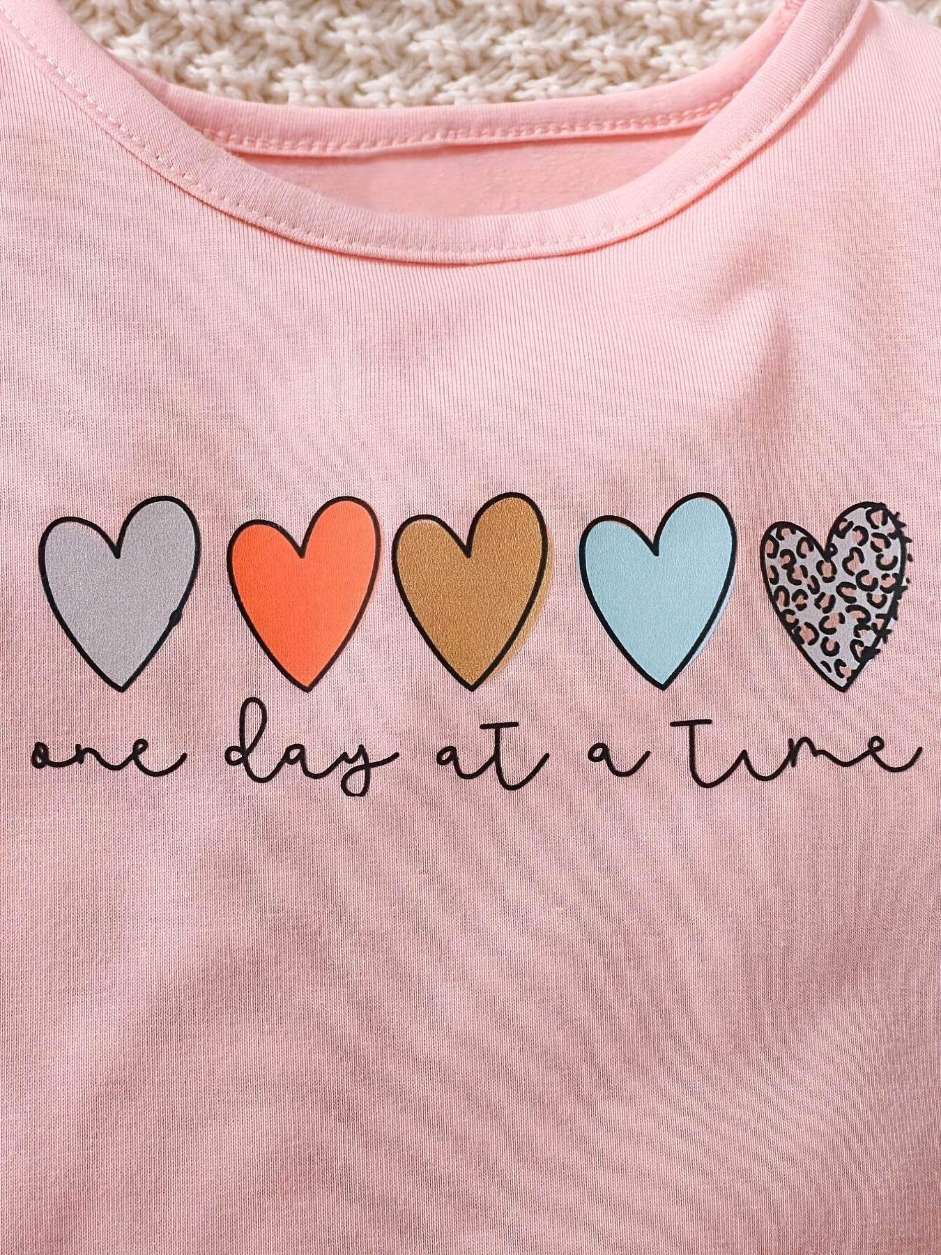 Baby Girls Hearts & Slogan Print T shirt Spring & Autumn Long Sleeve Pullover