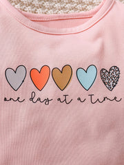 Baby Girls Hearts & Slogan Print T shirt Spring & Autumn Long Sleeve Pullover