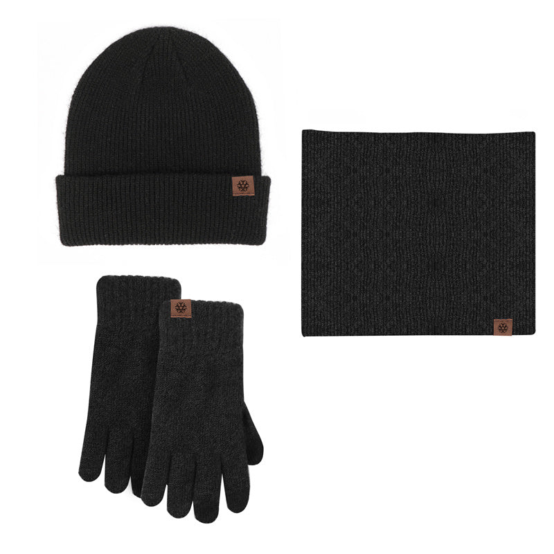 Winter Beanie Scarf Gloves Set Knitted Touch Screen Halter Gloves