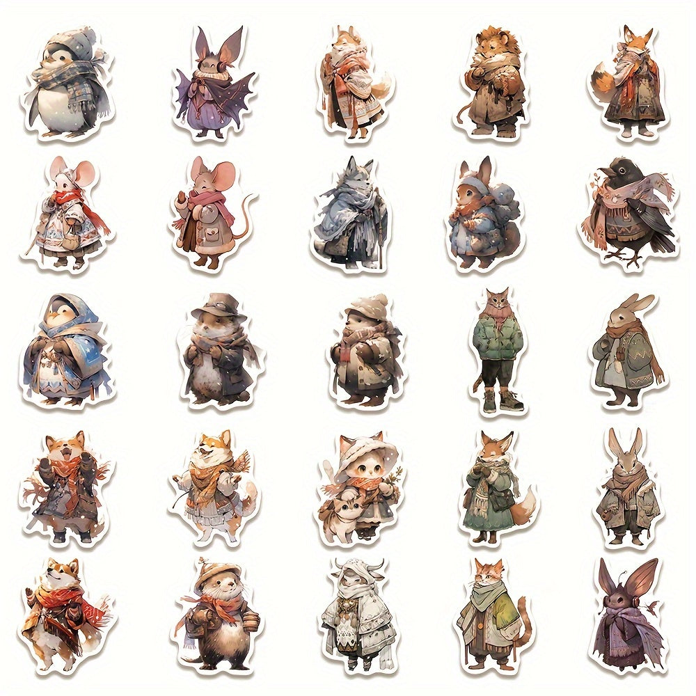 50pcs Winter Animal Series Phone Case Graffiti Stickers