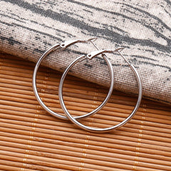 Golden Silvery Hoop Earrings Minimalist Stainless Steel 14K Plated