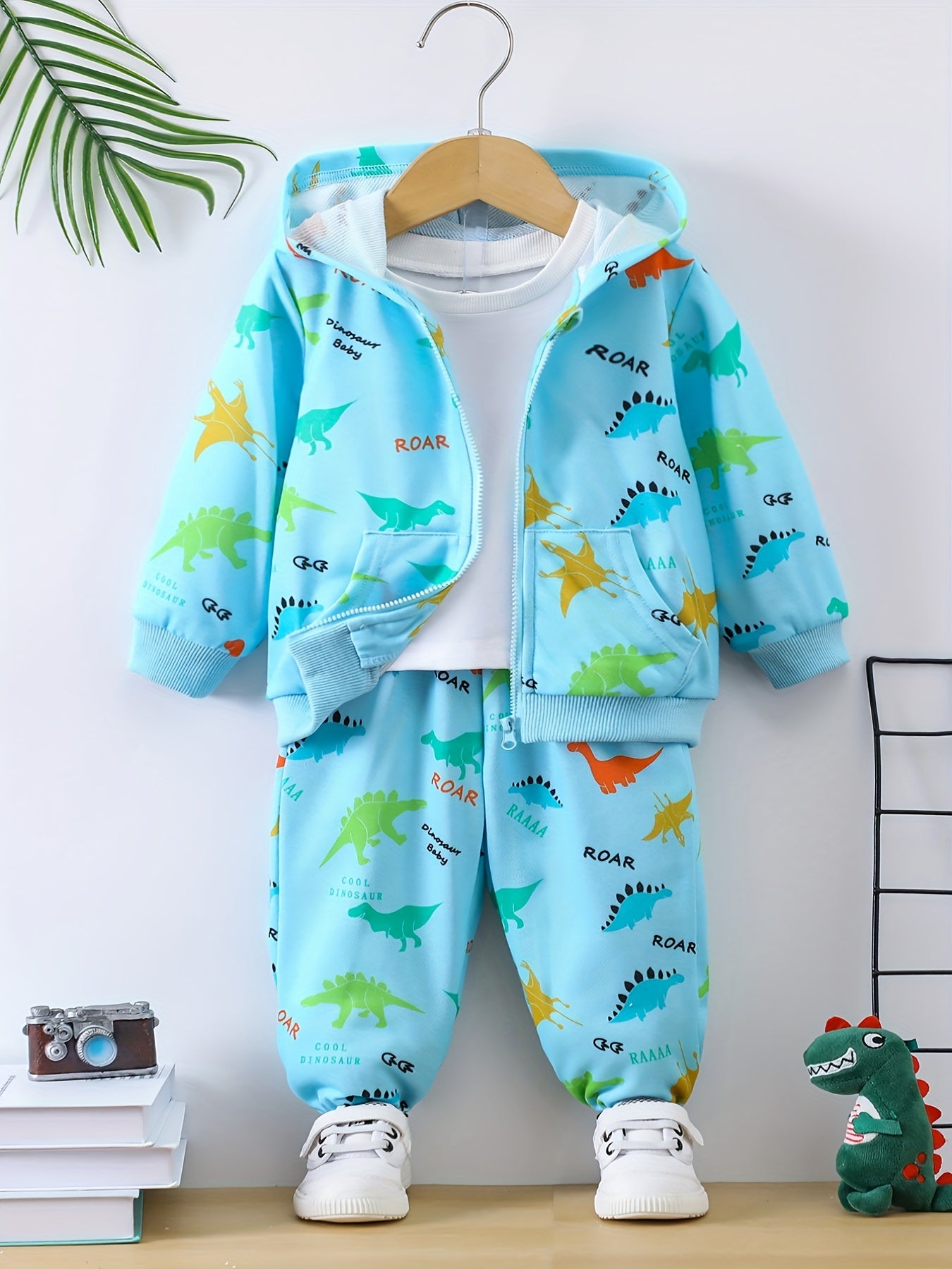 Baby Boys Dinosaur Print Hoodie & Pants Set