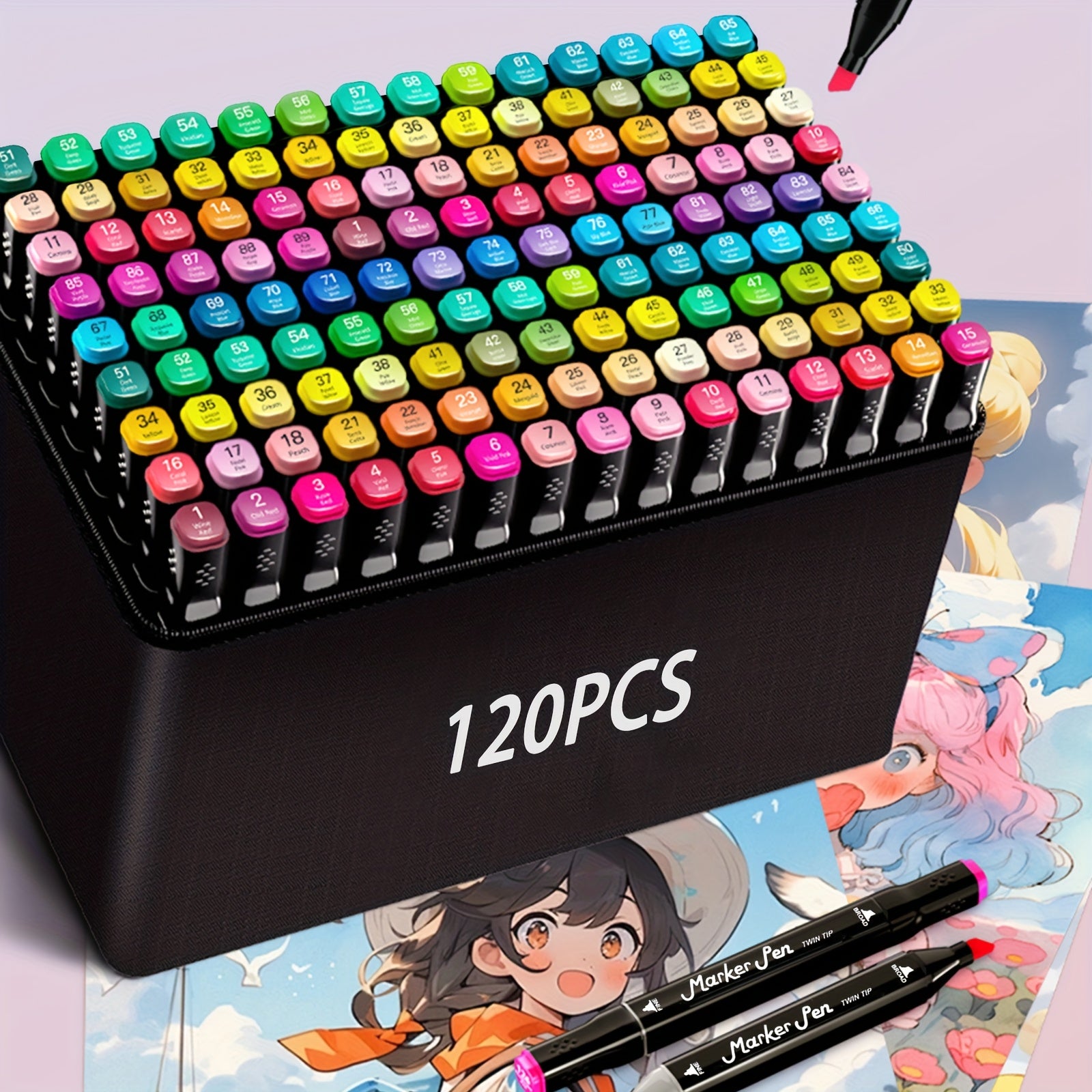 120 Dual Tip Alcohol Markers Set with Bag