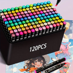 120 Dual Tip Alcohol Markers Set with Bag