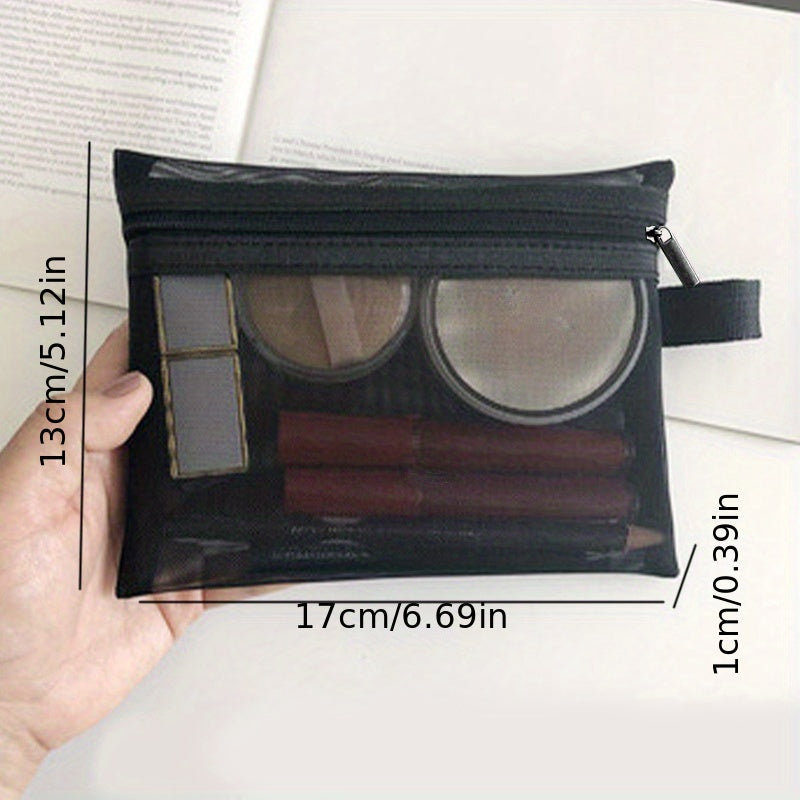 Mesh Zipper Cosmetics Bag Travel Toiletry Storage Bag