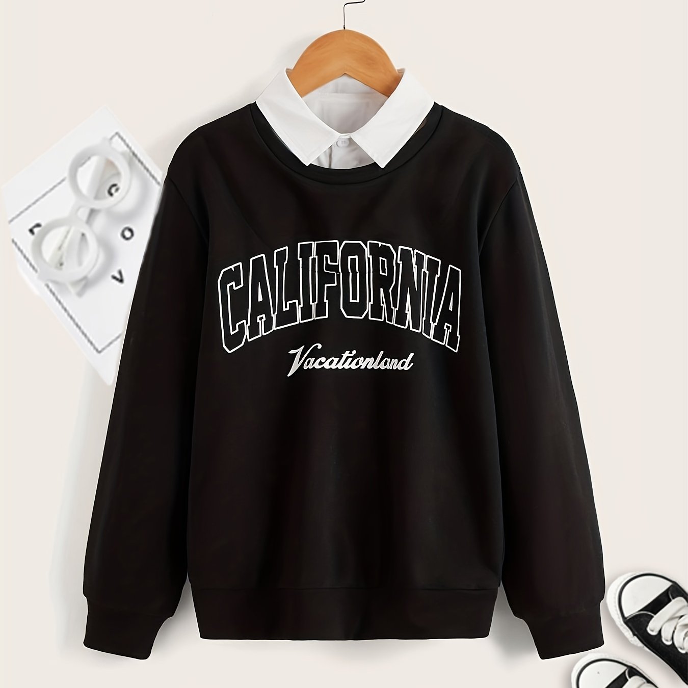 CALIFORNIA Boys Letter Print Pullover Sweatshirt