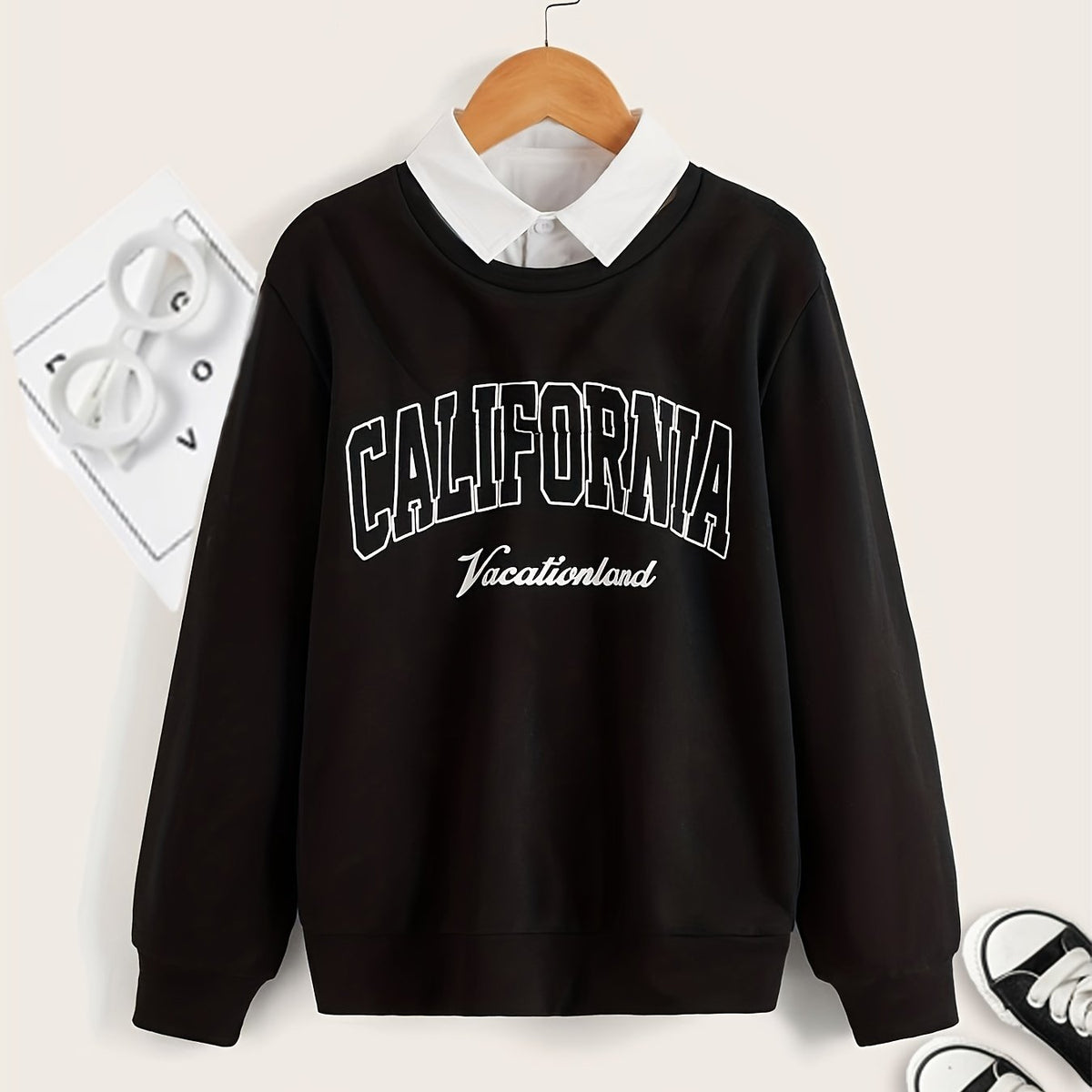CALIFORNIA Boys Letter Print Pullover Sweatshirt