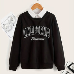 CALIFORNIA Boys Letter Print Pullover Sweatshirt