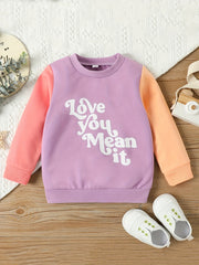 LOVE YOU MEAN IT Print Block Sweatshirt For Baby Girl