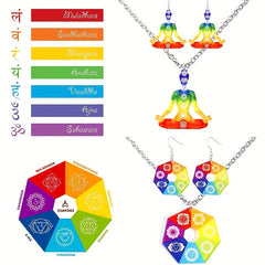 Chakra Jewelry Set Necklace & Earrings for Yoga Meditation