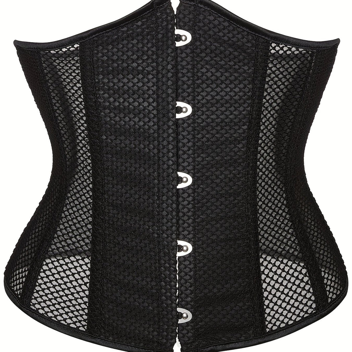  Corset Top Women's Plus Contrast Mesh Boned Lace Up Waist Belt