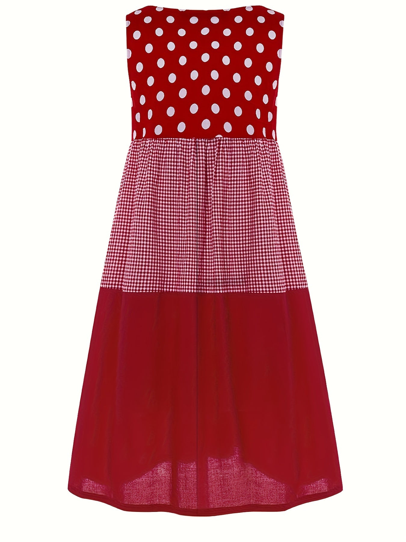  Boho Polka Dot Print Dress Round Neck Tank