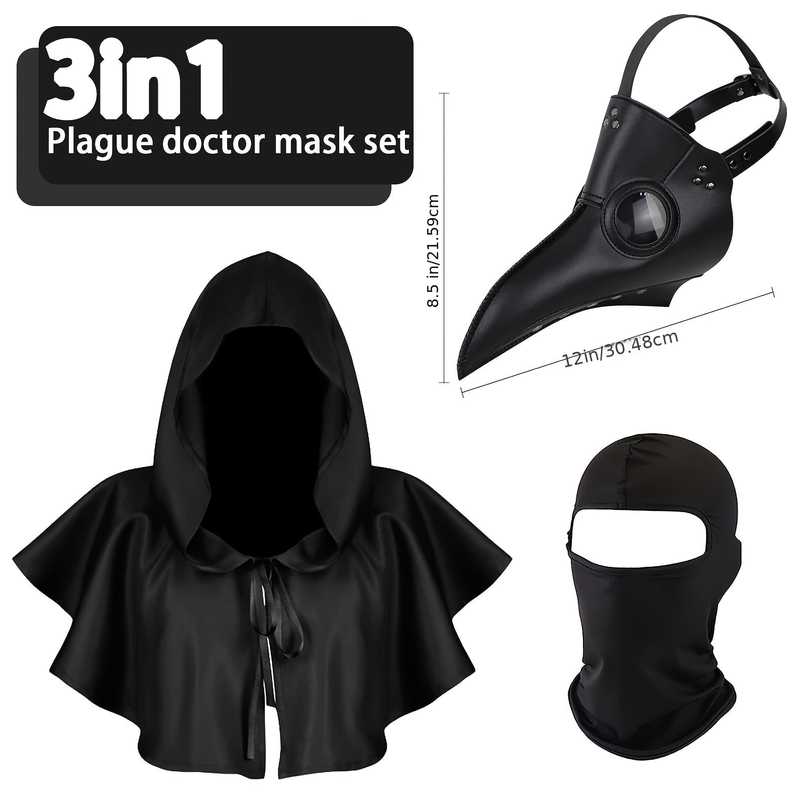 Steampunk Plague Doctor Mask Gothic Cosplay Beak Mask for Halloween Costume
