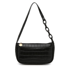 Crocodile Embossed Shoulder Bag Zipper Bag For Work