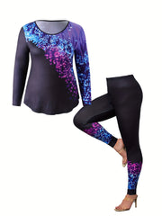 Women's Plus Graphic Print Top & Leggings Set