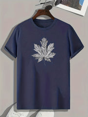 Leaf Print Graphic Tee for Men Summer Casual Comfy T-shirt