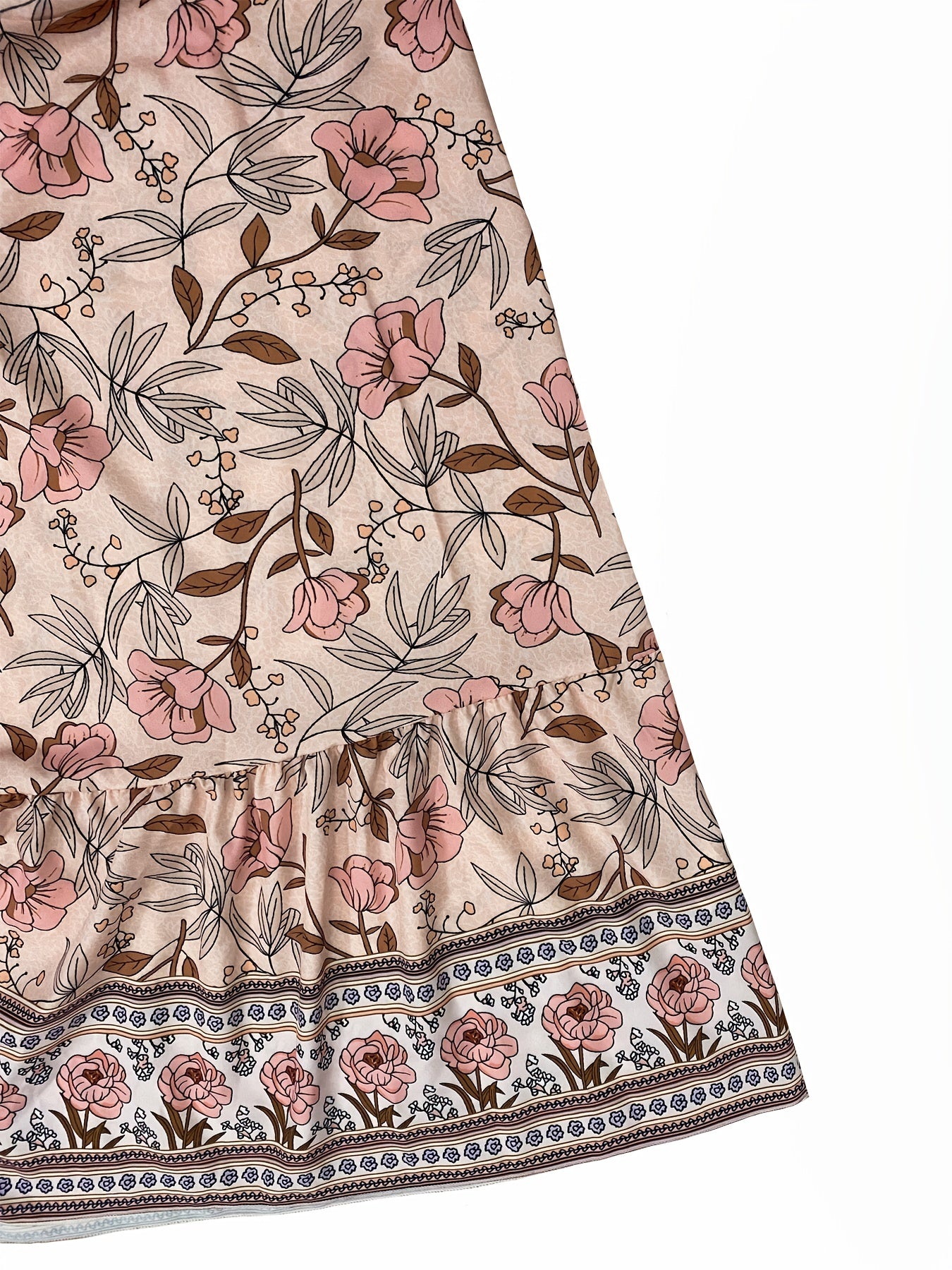  Women's Floral Lantern Sleeve Maxi Dress