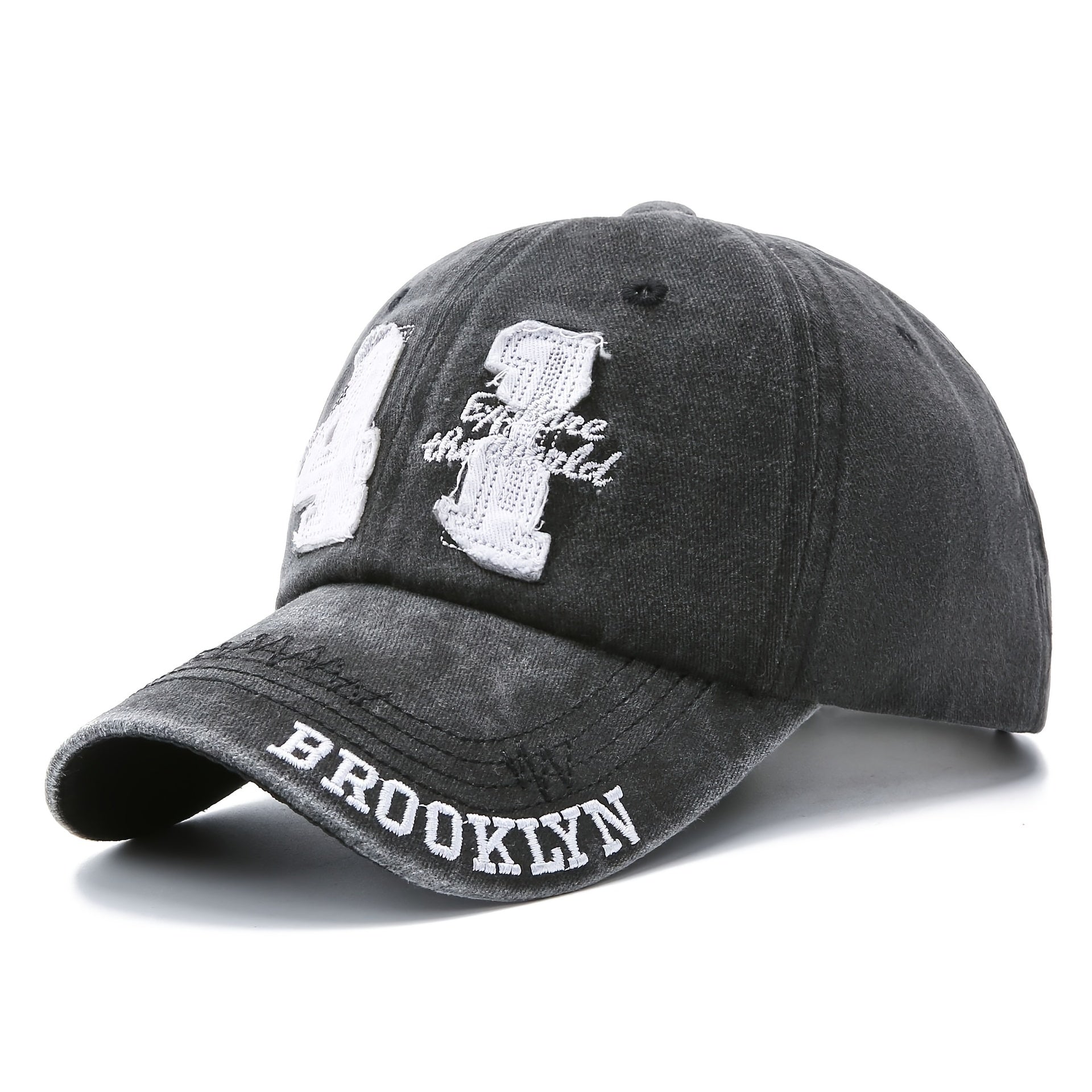 Distressed Patch Baseball Cap Cotton Adjustable Unisex Dad Hats Casual