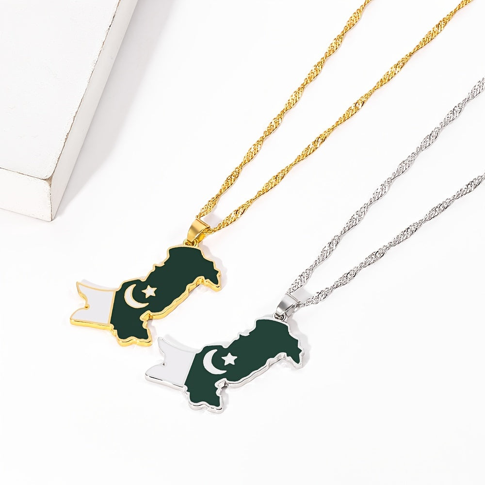 Geographic Map Pendant Necklace Artificial Jewelry
