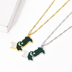 Geographic Map Pendant Necklace Artificial Jewelry