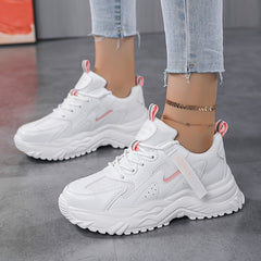 Women's Faux Leather Chunky Sneakers Non Slip Running Shoes