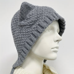 Cartoon Cat Ear Beanie Knit Hat for Women Men
