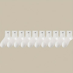 10 Pairs Letter Print Socks Breathable Women's Stockings