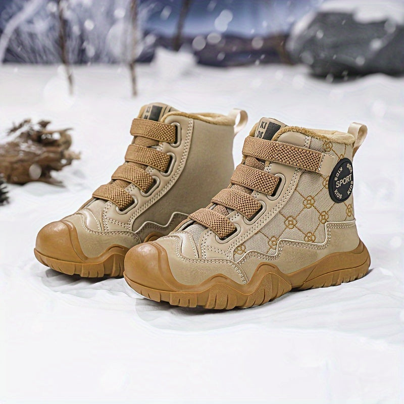 Girl's Warm Cozy Snow Boots High Top Plush Comfy Outdoor Hiking Shoes