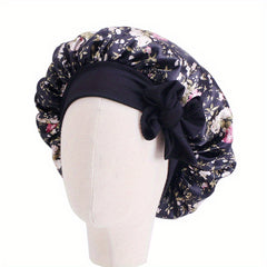 Kids Satin Sleep Bonnet Hat Bow Adjustable Night Sleep Cap
