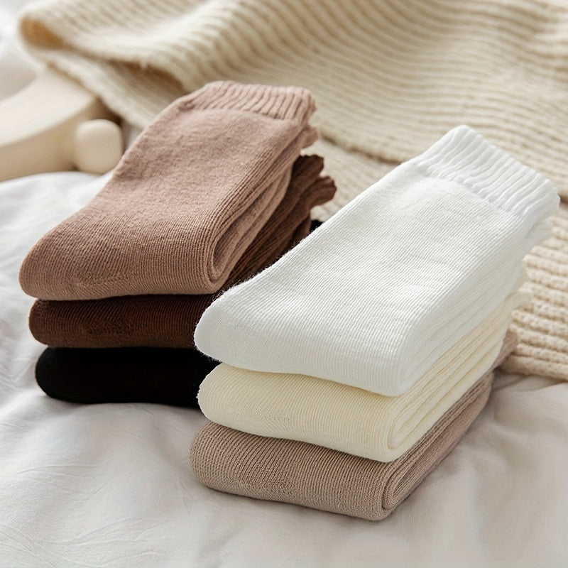 6 Pairs Ribbed Mid Tube Socks Women's Stockings