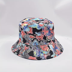 Vintage Paisley Print Bucket Hat Reversible Lightweight Sun Hat for Women Men