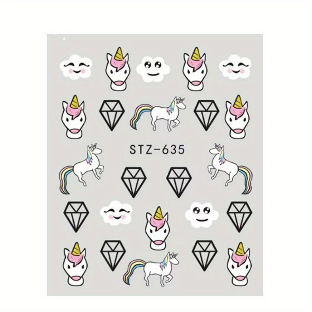 Unicorn & Mermaid Nail Art Stickers Water Print for Magical Manicure