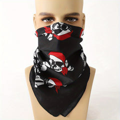 Skull Print Red Multifunctional Small Square Towel Men