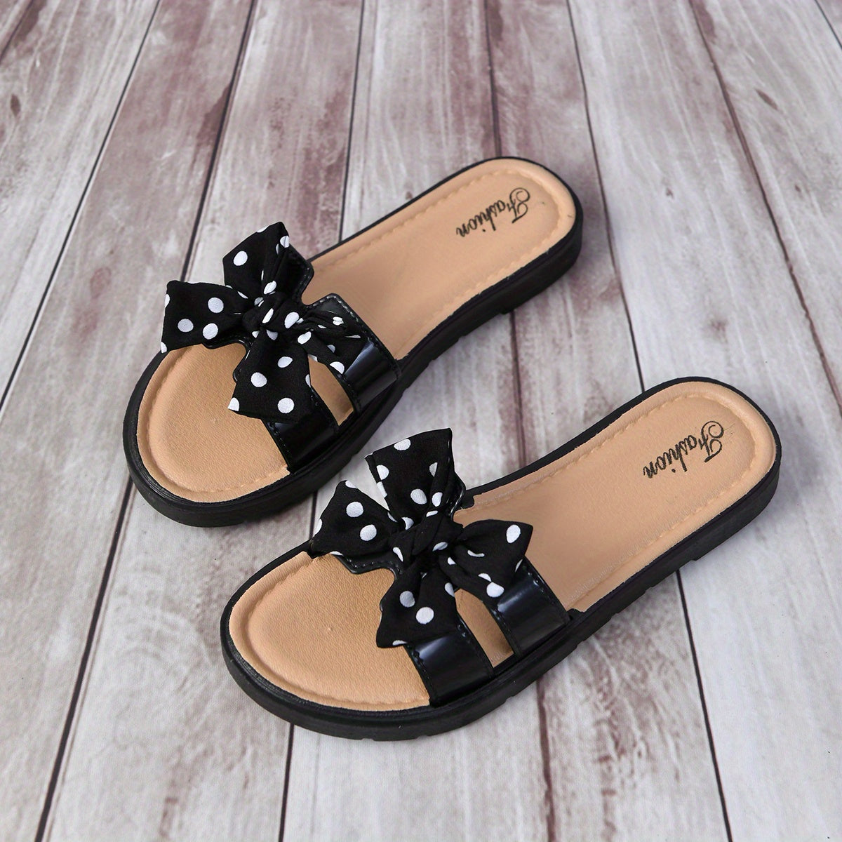 Toddler Girls Bow Strap Open Back Sandals Casual Slip On Mule Shoes