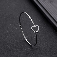 Heart Stainless Steel Wire Bracelet Opening Adjustable DIY Jewelry