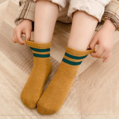 10 Pairs Girls Kids Striped Crew Socks Outdoor Sports Students Socks