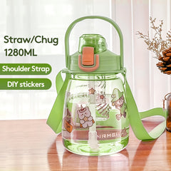 NRMEI Large Water Bottle with Straw for Outdoor Activities