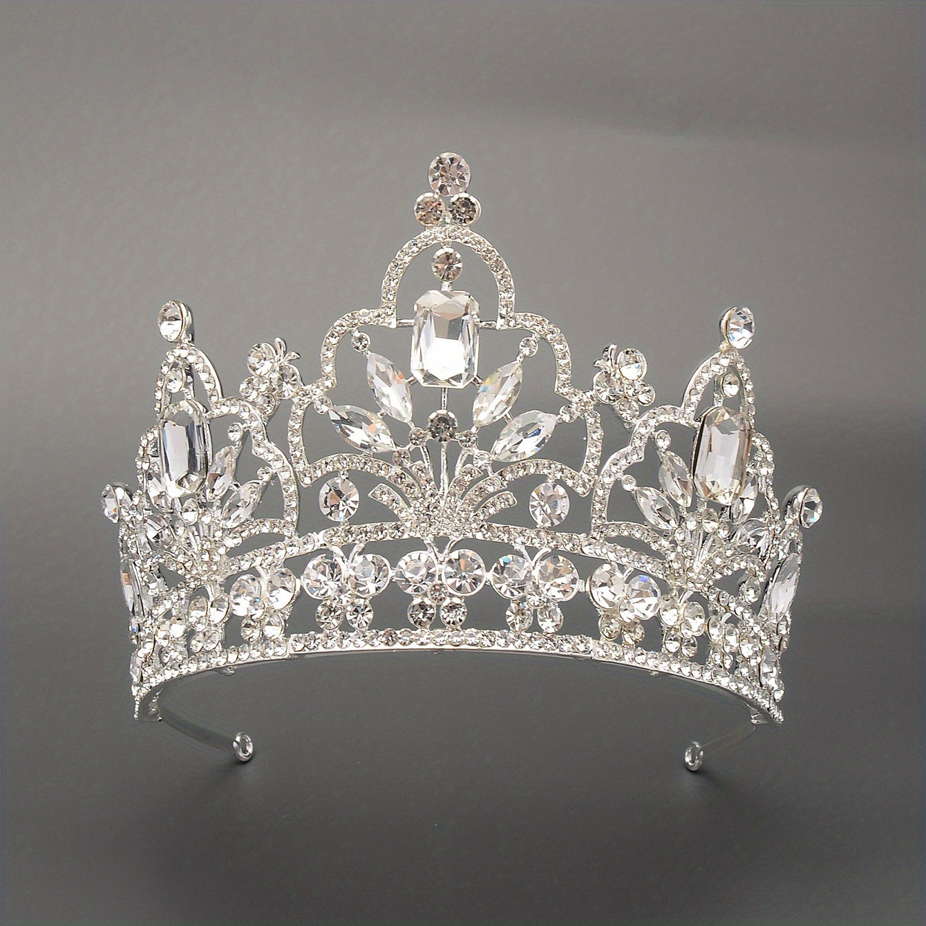 Silver Rhinestone Crown for Bride's Headwear Wedding Jewelry