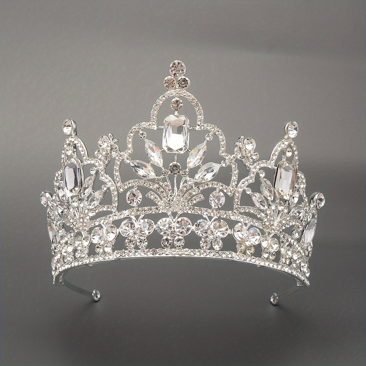 Silver Rhinestone Crown for Bride's Headwear Wedding Jewelry