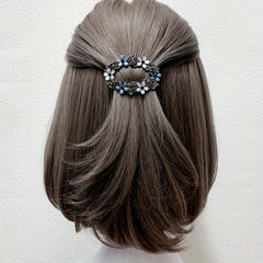 Vintage Rhinestone Flower Hollow Barrette Hair Clip for Women