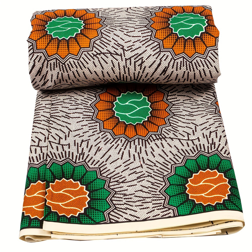 African Wax Dye Polyester Ankara Fabric 2 Yards Double-Sided Print