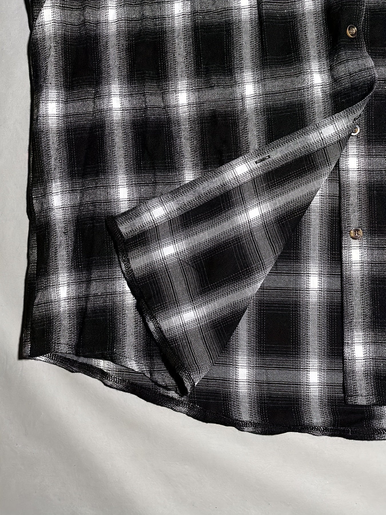  Colorblock Plaid Print Button Up Hoodie